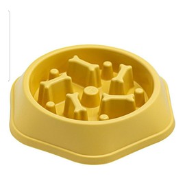 Dog and cat slow feeder bowl anti gulping healthy eating pet YELLOW
