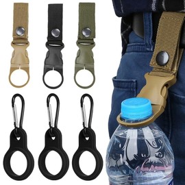 KIRZAX 6 Bottle Holder Belt, Carabiner Bottle Holder Set - Water Bottle Buckle, Nylon Belt Bottle Holder Clip, Water Bottle Hook, Water Bottle Buckle