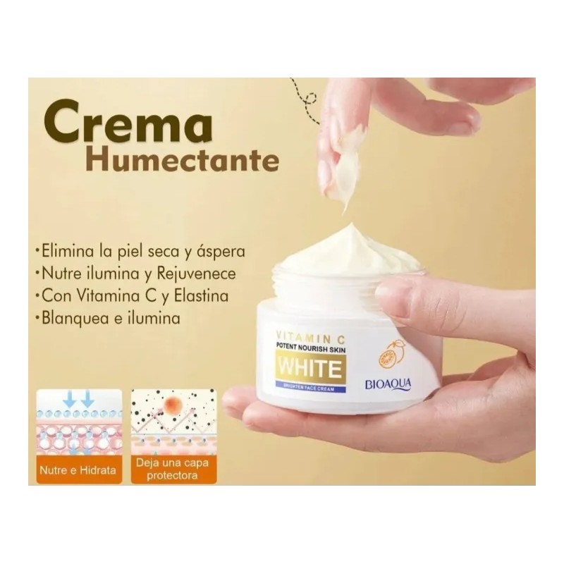 Crema Facial Aclarante Antimanchas Bioaqua Vitamina Piel Seca Día Noche