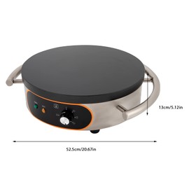 Commercial Crepe Maker Thin Pancake Griddle Single Pan Mini Pancakes Machine Electric Frying With Spatula Non-Stick Hotplate Adjustable Temperature For Catering Industry Bakeries Cafes (16In)