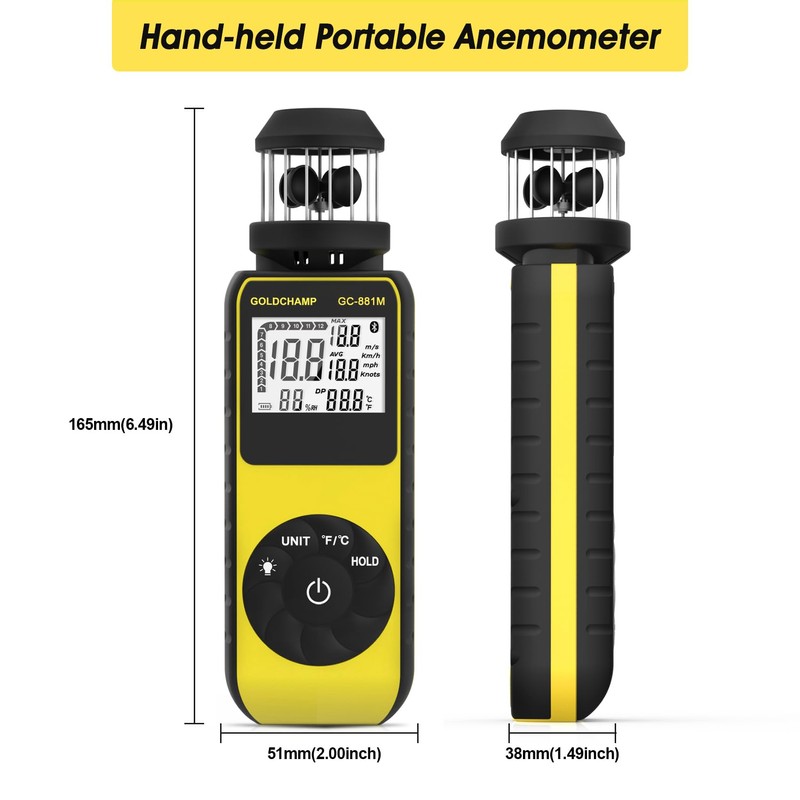 Cup Anemometer Testo, Digital Wind Gauge with 360° Wind Direction,