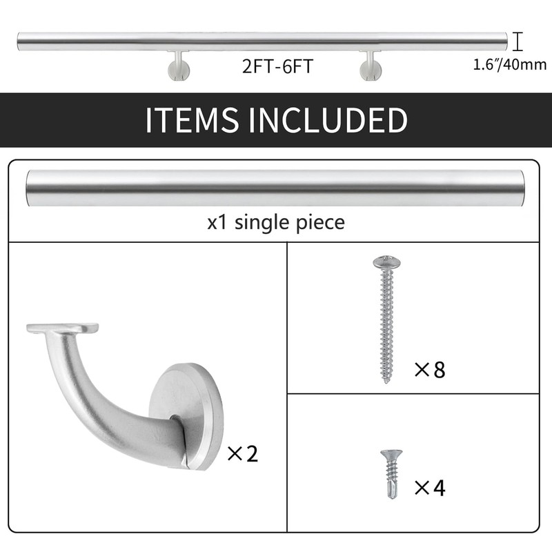PICESA 4 FT Modern Aluminum Handrail Set, handrails for Indoor