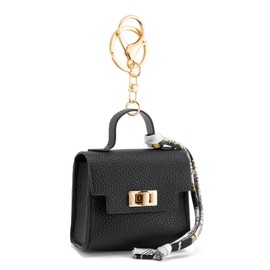 ZOOEASS Mini Backpack Keychain Women,Small Change Pouch Coin Purse Twist-Lock with Key Headset Bag（Black）