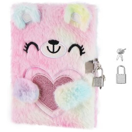 DICVUTE - Cuaderno A5 con candado, regalo para niñas de 6 a 7 a 8 años, lindo cuaderno con forro de oso para niñas, diario secreto para niñas de 8 a 12 años, regalo de cumpleaños para niños (Bear)
