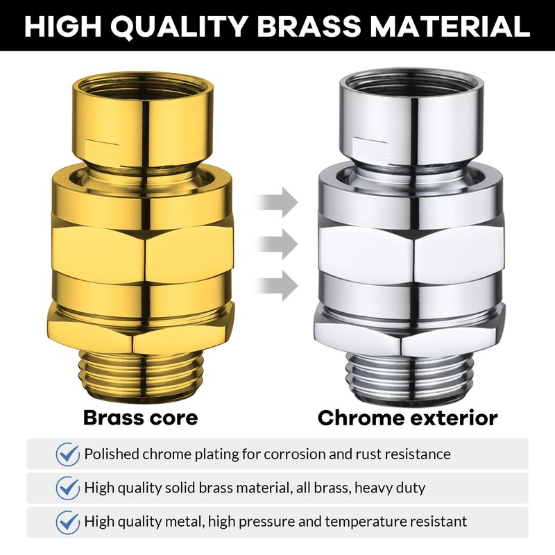 Shower Head Swivel Ball Adapter, Shower Connector Ball Joint, Solid