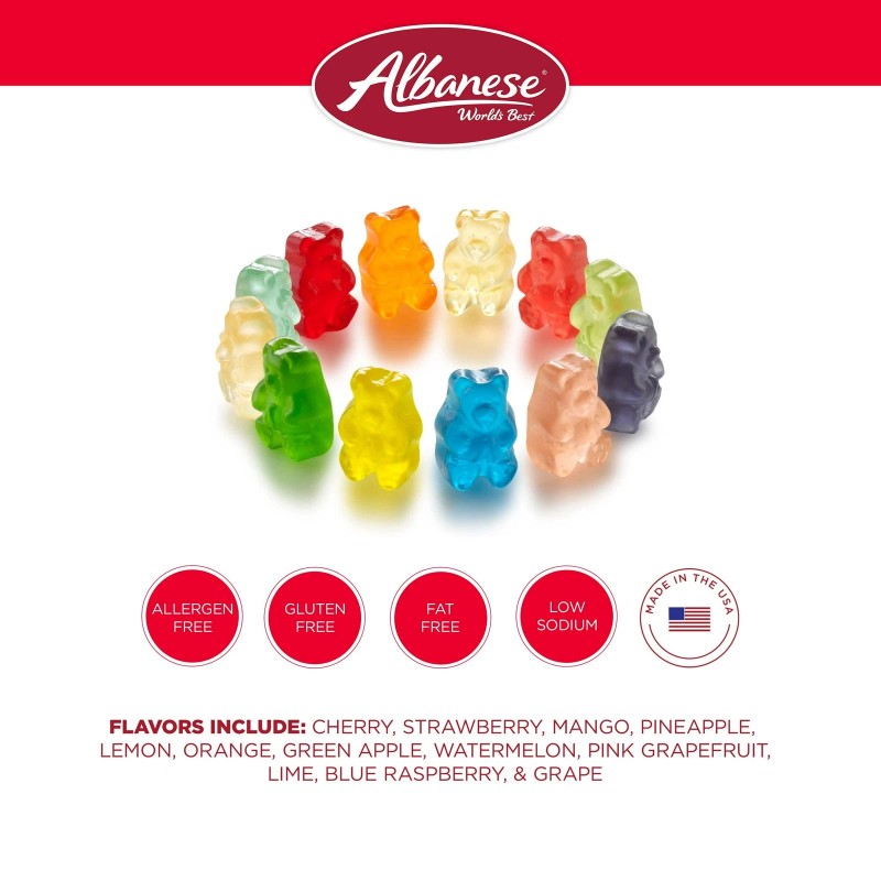 Albanese World's Best 12 Flavor Gummi Bears Bag 7.5 Oz