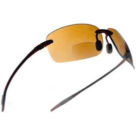 Maui Sports Navigator Bifocal Sun Readers Sunglasses for Men and Women Ultra Flex TR90 Brown +2.25