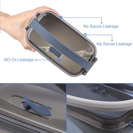 OITUGG 3 Layer Lunch Box Adults - 2200ml Multi Compartment Bento Lunch Box, with 3 Pcs Adjustable Compartments and Cutlery, Leak Resistant, BPA-Free, Microwaveable, 19.5 x11.2 x15cm, Blue