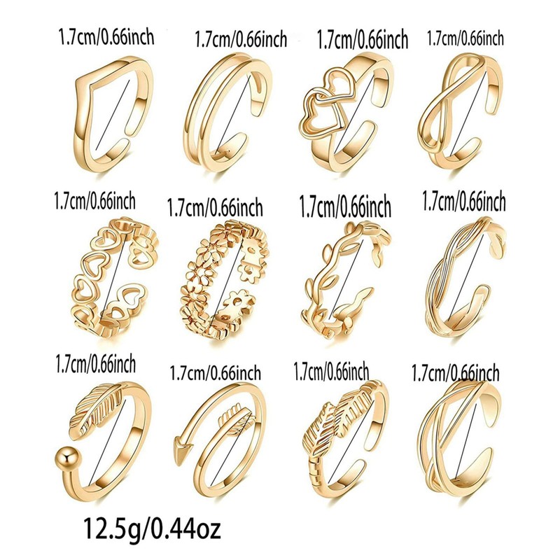 KONPJE Toe Ring Set Waterproof Toe Rings (gold1)