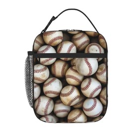 ZABAOBO Portable Insulated Lunch Bag with Baseball for Women Men Insulated Cooler Bag for Office School Picnic Beach