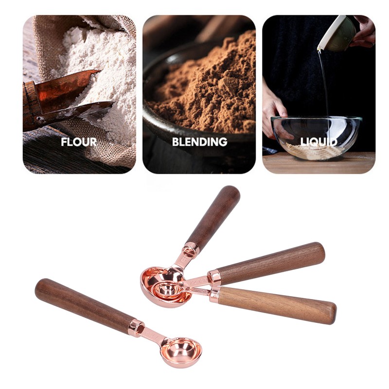 4pcs Rose Gold Measuring Cup with Scale Stainless Steel Measuring