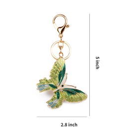 TOPASION Cute Butterfly Rhinestone Keychain for Women Charms for Purses (Green B)
