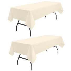 odibo Ivory Tablecloths Plastic 2 Pack Cream Disposable Table Covers 54" x 108" Beige Table Cloths for Parties Birthday Wedding Engagement Bridal Shower Banquet Fits up to 8 Foot Rectangle Tables