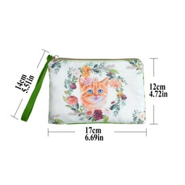 Rantanto Small Cute Cash Coin Purse, Canvas Change Purse, Kawaii Coin Pouch With Handle Christmas Gift For Women Teenager Girls, BG0008 Cat, Size 17x11.5cm, Handle Length 14 cm, Cash Coin Purse/Bag