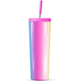 Meoky 30 oz Insulated Tumbler with Lid and Straw, Stainless Steel Vacuum Insulated Tumbler, Keeps Cold for 24 Hours, 100% Leak Proof, Fits in Car Cup Holder (Carnival)