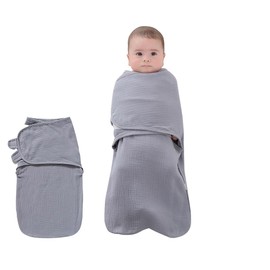 AVCXEC Pucksack Baby 3-6 Monate, Baby Schlafsäcke Neugeborene, Bio-Baumwolle, Baby Swaddle Einstellbare Breitere Klettverschluss Jungen Mädchen, Neugeborene Wickeltuch (M, Grau)