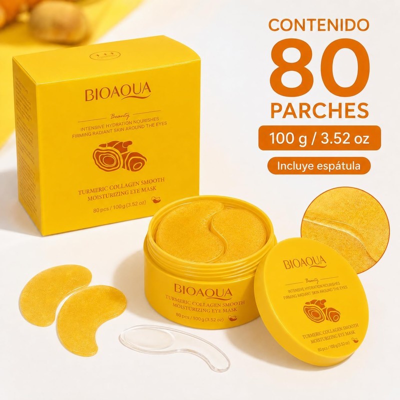 BIOAQUA Parches para Ojos de Cúrcuma y Colágeno, Hidratantes, 80