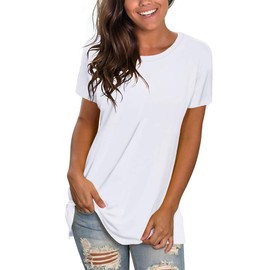 Saloogoe White Tshirts for Women Short Sleeve Tops Womens T Shirts Loose Fit XL