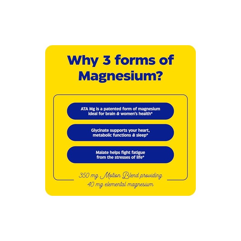 Enzymedica Magnesium Motion Mg ATA Mg Glycinate Malate 60 Tablets