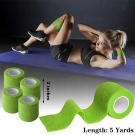 Chewarelly 8 Pack 2 in x 5 Yards Cohesive Wrap Self Adhesive Bandage Wrap Elastic Self Adherent Wrap Self Stick Vet Tape for Athletic, Wrist, Ankle, Knees, Pets (Grass Green)