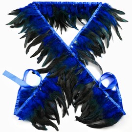 Holmgren Blue Rooster Feather Trim - 2 Yards 5-7inch Rooster Feathers Fringe Trim for Sewing Dress Costume, Feather Shawl Cape and Home Party Decoration (Royal Blue)