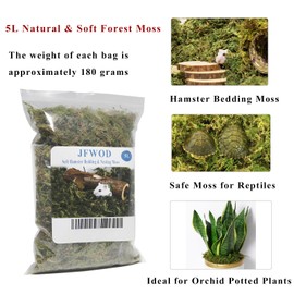 JFWOD 5L Forest Moss for Hamster Syrian Gerbils Bedding, Natural Moss Perfect for Potted Plants, Terrariums, Reptile Tanks and Live Creature Projects