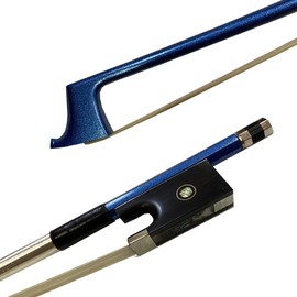 yinfeel 1 pcs of blue carbon fiber violin bow,4/4,3/4,1/2,1/4,1/8,ebony frog,white horse hair (3/4)