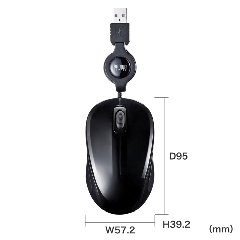 Sanwa Supply MA-MBSK315BK Antibacterial, Quiet Wired Winding Blue LED Mouse
