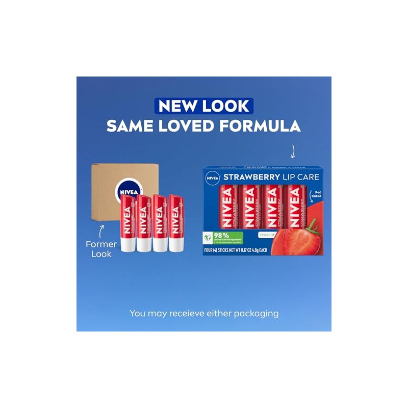 NIVEA Strawberry Lip Care - Tinted Lip Balm for Beautiful,
