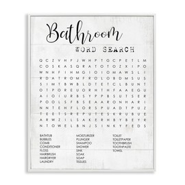 Stupell Industries Bathroom Word Search Fun Family Word Design Framed Giclee Art Design by Daphne Polselli