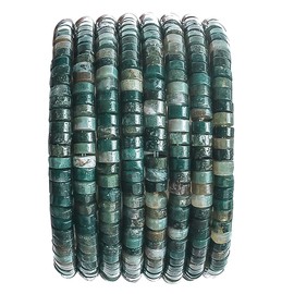 Natural Moss Agate Stone Spacer Beads 4x2mm 38cm/str Flat Round Loose Semi Gemstone Caps for Making Bracelets Necklace