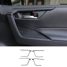 Eridanus Auto Accessories Fit for RAV4 2023 2022 2021 2020 2019 Door Handle Upper Armrest Stripe Frame Cover Trim (Black Carbon Fiber Style) ABS 4 PCS