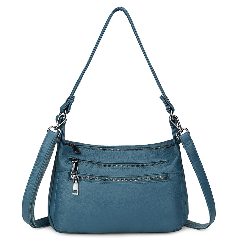 YALUXE Genuine Leather Shoulder Bag Medium Size Handbag Purse Multi