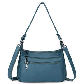 YALUXE Genuine Leather Shoulder Bag Medium Size Handbag Purse Multi Zip Pockets Crossbody Bags for Women