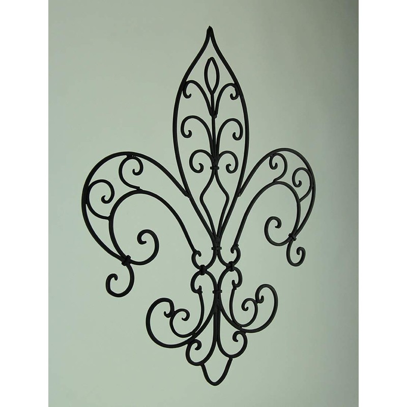 Wrought Iron Open Work Fleur de Lis Wall Hanging