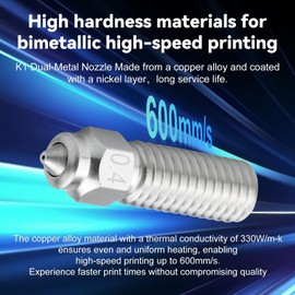 Olzzdda 4 Pcs 0.4mm Bimetal K1 Nozzles Kit, High Flow 3D Printer Accessories k1 max Nozzle Made of Copper Alloy and Hardened Steel, Compatible with Creality K1, K1 Max, CR-M4, CR-10SE, Ender 3 V3 KE