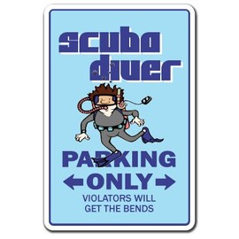 Scuba Diver Aluminum Sign Diving fins Snorkel mask Aqualung Spearfishing | Indoor/Outdoor | 24" Tall