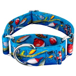 Country Brook Petz - Gone Fishin' Martingale Dog Collar - Sports and Athletics Collection with 11 Spirited Designs (1 1/2 Inch, Medium)
