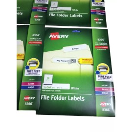Avery 5 pack Avery 8366 2/3 inch x 3-7/16 inch File Folder Labels - 3,750 total