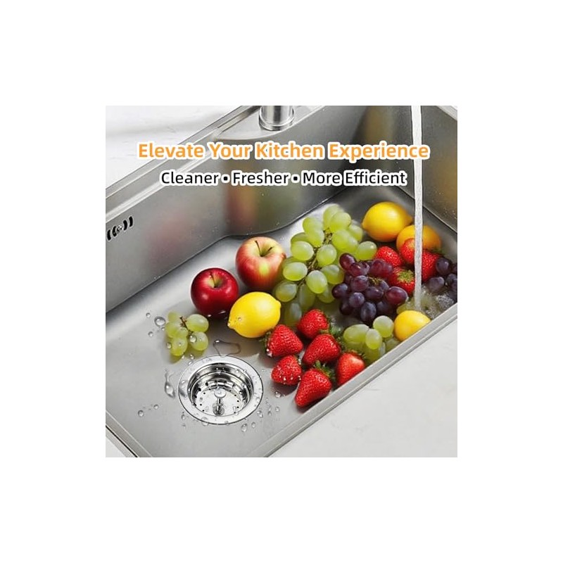 Kitchen Sink Drain Assembly, Stainless Steel Basket Strainer with Knob,