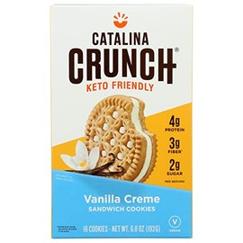 Catalina Crunch Vanilla Cream Keto Sandwich Cookies, Plant Based, 6.8 Ounces (Pack Of 6)