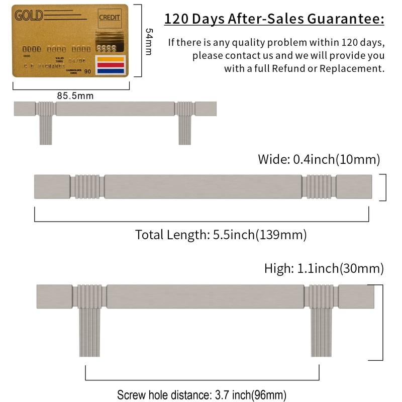 Amerdeco 10 Pack Brushed Satin Nickel Kitchen Cabinet Pulls 3-3/4