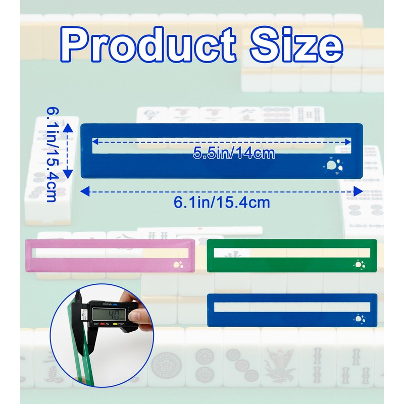 QANIUOS Mahjong Line Finder, 2 Pack Mahjong Rules Reader, Acrylic