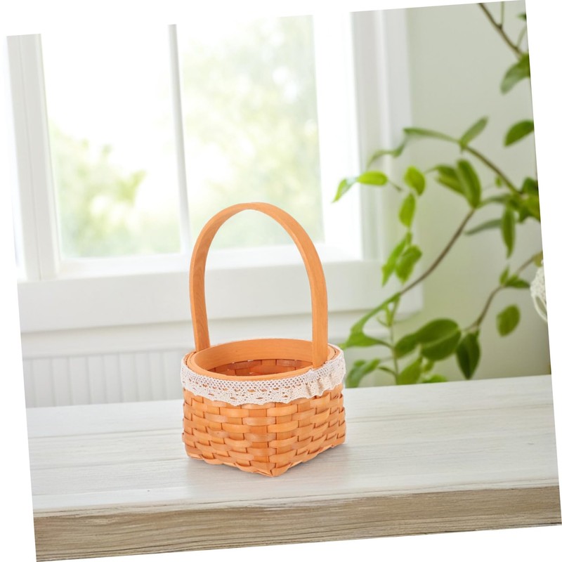 WHAMVOX Mini Wicker Basket with Handle Decorative Woven Flower Basket