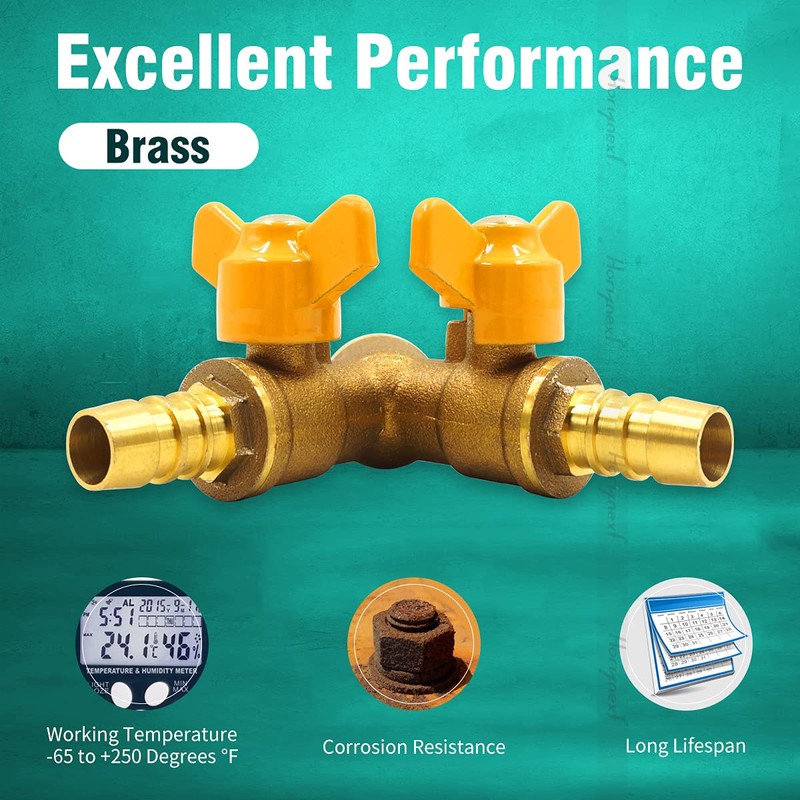 Horiznext brass 3/8 inch O.D. barb three way shut off