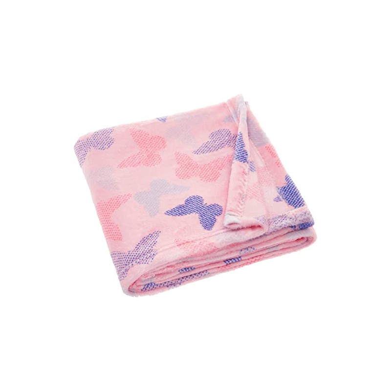 Playshoes Fleece Blanket, Pink Butterflies, 75 x 100 cm