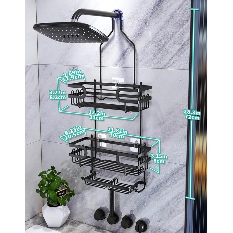 HapiRm Bathroom Hanging Shower Caddy - Rustproof & Waterproof Shower
