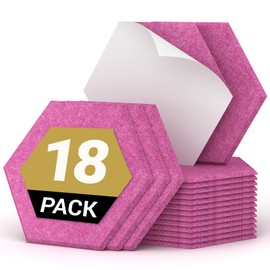 18 Pack Hexagon Acoustic Panels, TONOR 12"x 10"x 0.4" High Density Sound Proof Panels for Walls, Sound Deadening Insulation Treatment Foam Panel, Sound Absorbing Padding for Studio, Office, Home Rose
