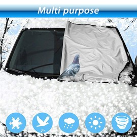 LEWONPO Car Windshield Snow Cover, Car Windscreen Frost Cover, Magnetic Edges Car Snow Cover, Frost Guard Protector, Windshield Dust Cover Frost Snow Ice Cover in all Weather (210 x 120 cm)
