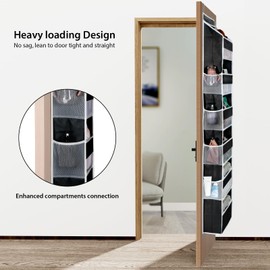 Univivi Door Hanging Organizer Nursery Closet Cabinet Baby Storage with 6 Large Compartments and 8 Side Pockets for Cosmetics, Toys and Sundries (Black)